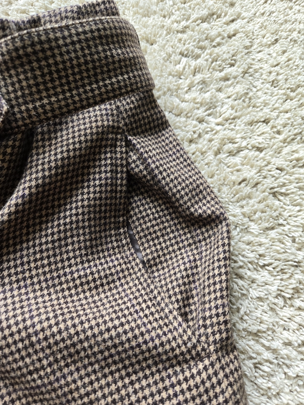 Polo Ralph Lauren Wool Blend Wide Leg Pants Womens 14 Brown Houdstooth Belted - Picture 6 of 12